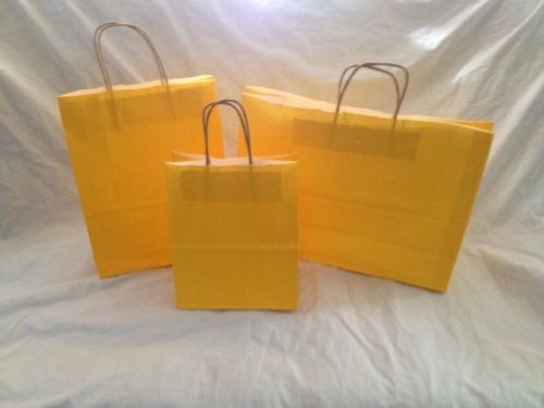 WHOLESALE SET OF 225 YELLOW 8x10 10x13 16x12 PAPER SHOPPING GIFT BAGS