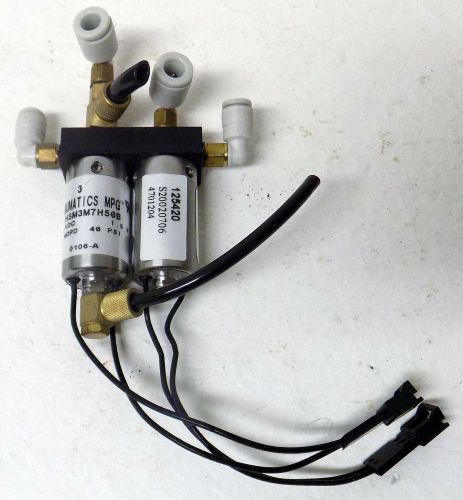 TWO NUMATICS MPG HSM3M7H50B 24VDC 1.5W MOPD 40PSI SOLENOID VALVES WITH MANIFOLD