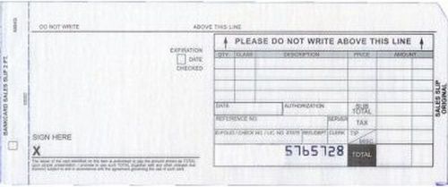 Credit Card Sales Slips pack of 100 two part carbonless long form