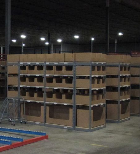Used rivet shelving 18x36x72&#034;  with 5 shelves per section with angles and t post for sale