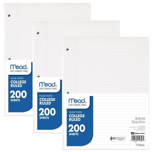 Mead Filler Paper Loose Leaf Paper 200-Count College Ruled 10.5 Inches x 8 In...