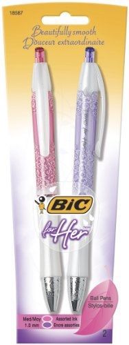 BIC For Her Fashion Retractable Ball Pen, Medium Point, 1.0 mm, Assorted-Fashion