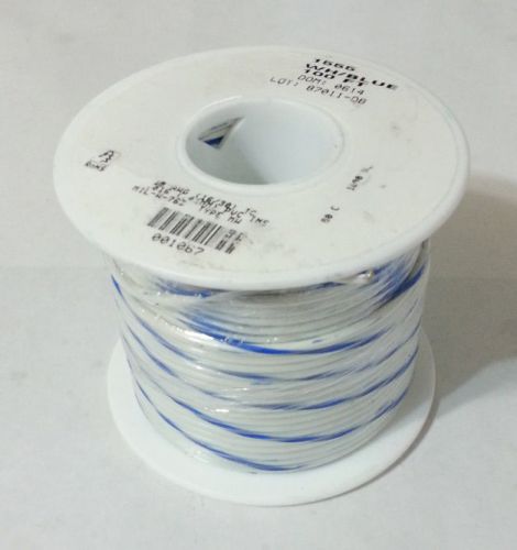 100&#039; Alpha 18AWG PVC Hook-up Wire White/Blue Tin Plated Copper Stranded 1555 NEW