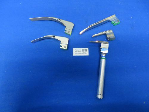 Greenline Laryngoscope Handle with Mac Blades &amp; Miller Blades, 90 Day Warranty