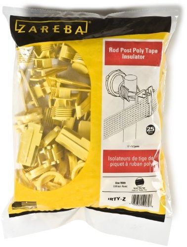 Zareba IRTY-Z Poly Tape Round Post Insulator, Yellow, 25 per Bag