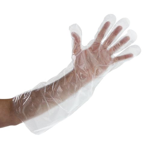 Royal 21.5&#034; Elbow Disposable Poly Gloves, Box of 100, RDEG-100