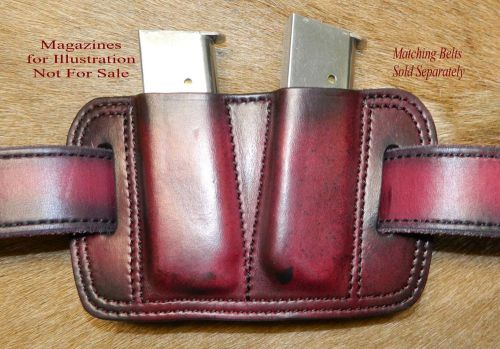 Double MAG POUCH 45acp Single Stack magazine 1911&#039;s * Sig P220&#039;s Heavy Leather