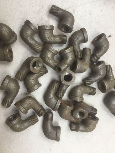 Lot of 6) 1/4&#034; black malleable pipe fitting 90 degree street elbow (lot x26) for sale