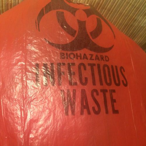 1 Red Bag Biohazard Infectious Waste Liner 24&#034; X 33&#034; .43 Mil