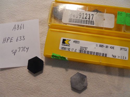 10 NEW KENNAMETAL HPE 633 CARBIDE INSERTS. GRADE-SP77C4. MADE IN USA {A861}