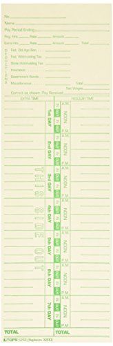 Tops TOPS Time Cards, Weekly, 1-Sided, Numbered Days, 3-1/2&#034; x 10-1/2&#034;, Manila,