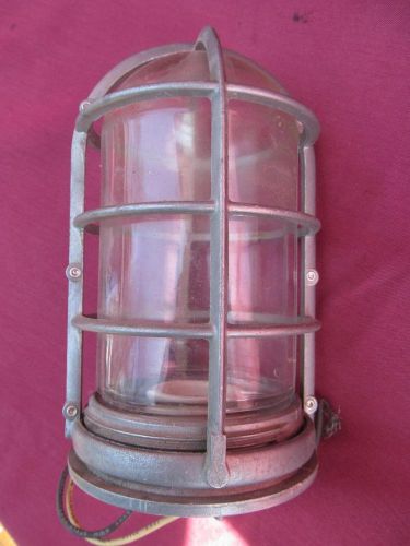 VINTAGE ALUMINUM BEE HIVE DOME CAGE EXPLOSION PROOF INDUSTRIAL STEAM PUNK LAMP