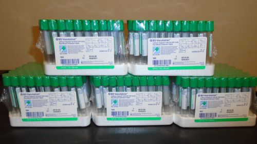 Lot of 500 BD Vacutainer Lithium Heparin 95 USP Blood Collection Tubes Green