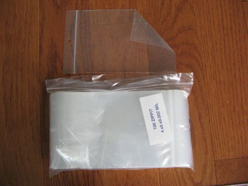 200 4x6 ZIPLOCK RECLOSABLE CLEAR POLY 2 MIL BAG 4&#034;x6&#034; HANG HOLE BRAND NEW