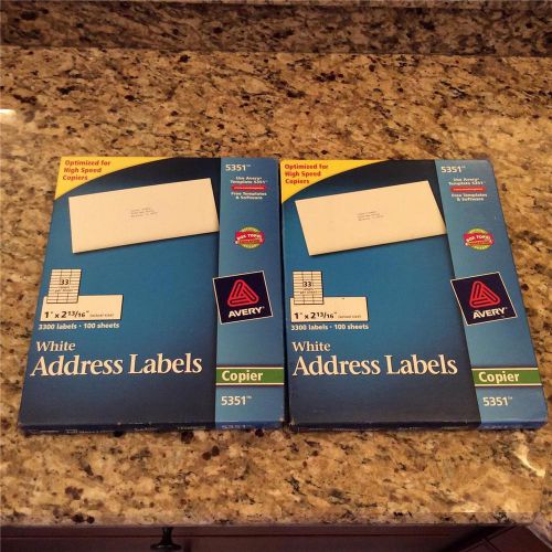 2 PKGS  AVERY WHITE COPIER ADDRESS LABELS #5351, 1 NEW &amp;1  2/3 FULL 1&#034;X 2 13/16&#034;