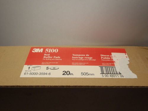 3M 5100 20&#039;&#039; Red Floor Buffer Pads 5 Count Case 175 to 600 RPM
