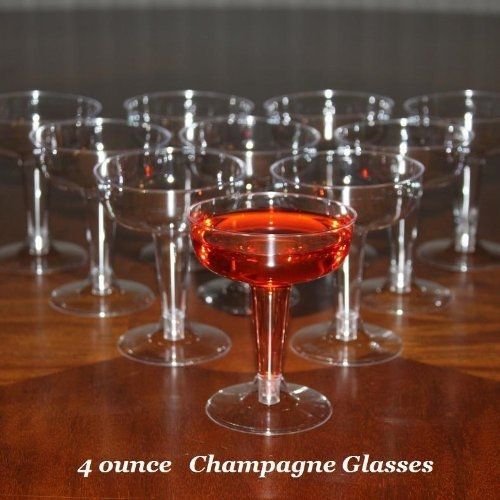 Box of 200 - 4 ounce disposable plastic champagne glasses for sale