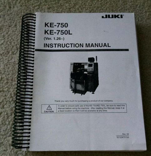 JUKI KE-750 KE-750L Version 1.26~ Instruction Manual #E0120K751AA