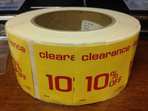 10% Clearance Retail Store Price Stickers Roll Tags Yard Sales Grocery Markets
