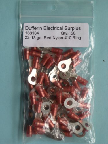 Quick Cable 22-18 ga. Red Nylon Double Crimp #10 Ring Terminal