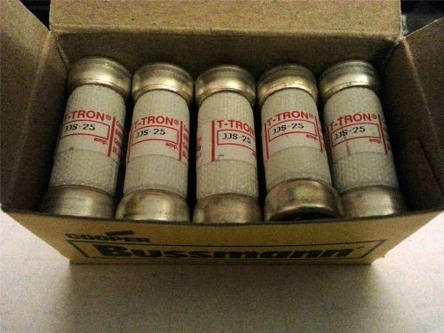 Box of 10 new 25 amp cooper bussmann t-tron jjs-25 class t - fast acting fuse for sale