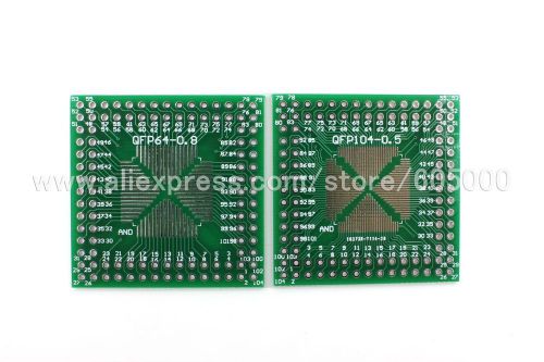 10pcs double sides PCB Adapter Plate,QFP64 0.8mm,QFP104 0.5mm pitch,DIP 2.54mm