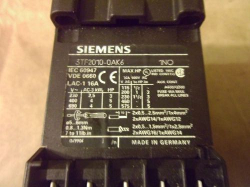 Siemens 3TF2010-OAK6 Contactor