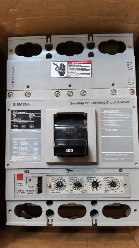 Siemens shjd6-a shjd69400ngt 3 pole 400 amp 600v lsig circuit breaker for sale