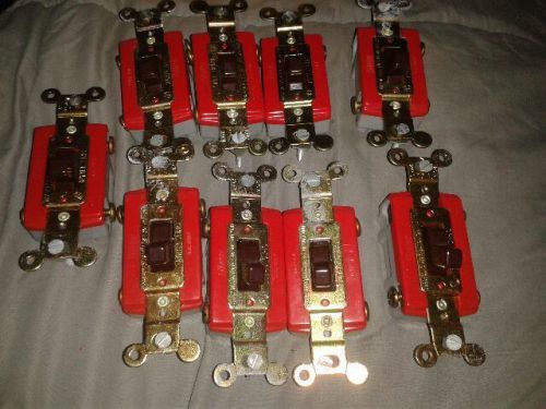 Lot of 9-  slater  20 amp 3-way 20a/120-277v ac toggle heavy duty switches for sale