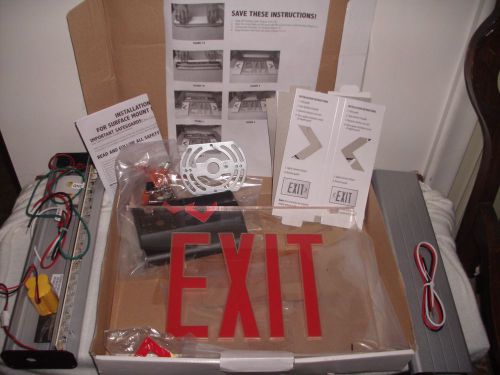 Edgelit LED exit sign ELXTEU1RCAEM Aluminum/Red/1 Face