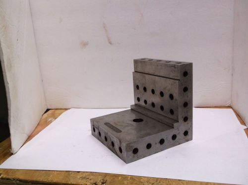 Machinists step angle plate with 58 tapped holes machinist made