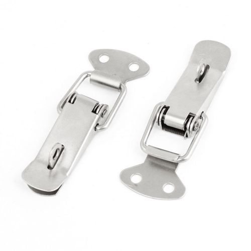 Suitcase spring loaded 7cm metal draw loop latch silver tone 2 pcs for sale