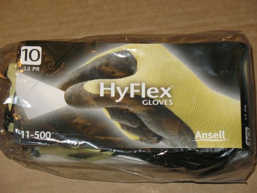 1 DOZEN Ansell HyFlex 11-500 Black Foam Nitrile Palm Coated Kevlar Gloves XL 10