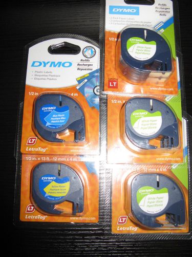 Lot of 8 NEW Dymo LetraTag Refill labels 10697 91335 91332