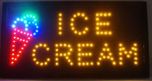 Flashing Open Ice Cream Led Neon Business Motion Light Sign 19x10x1