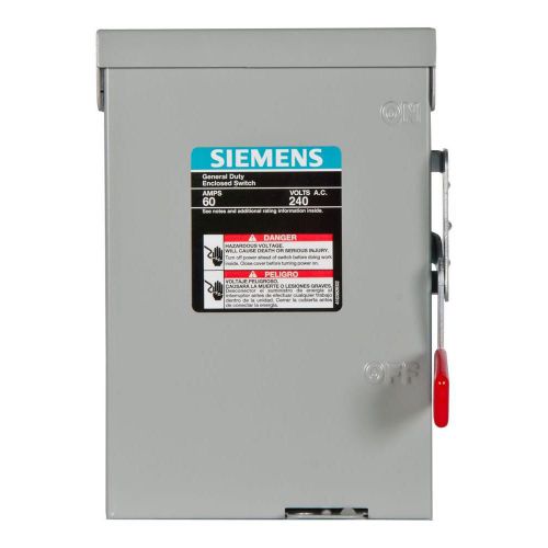 Siemens General Duty Enclosed Switch 60 Amps 240 VAC LNF222R