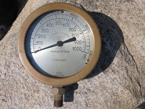 6&#034; Watson-Stillman Hydraulic press pressure gauge.  0-6362 psi.  Acme Steam Punk