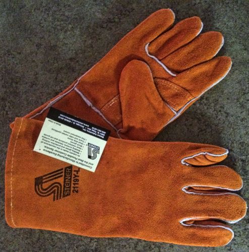 Steiner cowhide welding gloves model 2119y - size l -new w/tag-free shipping for sale