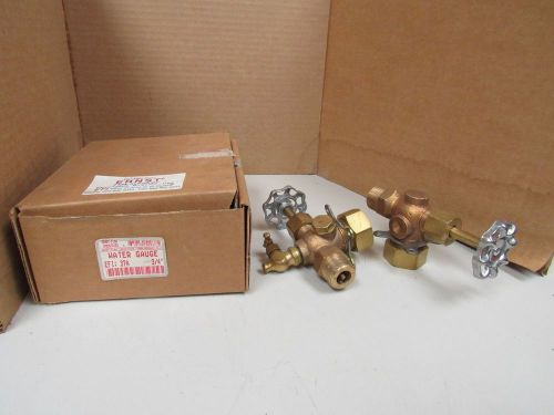 Lot of 2 ernst 3/4&#034; brass bronze water gauge sight site gauge valve 300wsp 37a for sale