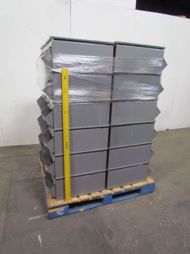 12&#034;w 20&#034;d 10&#034;h gray industrial steel open front stackable storage bins lot of 36 for sale