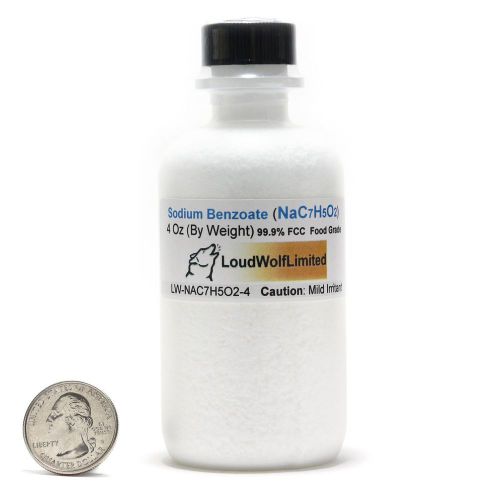 Sodium Benzoate / Fine Powder / 4 Ounces / 99.9% Pure Food Grade / SHIPS FAST
