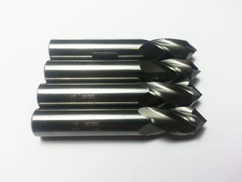 (lot of 4) 1/2&#034; htc solid carbide 4 flute 90 degree drill mill (b 90) for sale