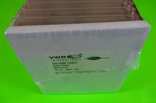 NEW BOX VWR Disposable Culture Tubes #60825-430 Lime Glass 16 x125mm QTY: 250