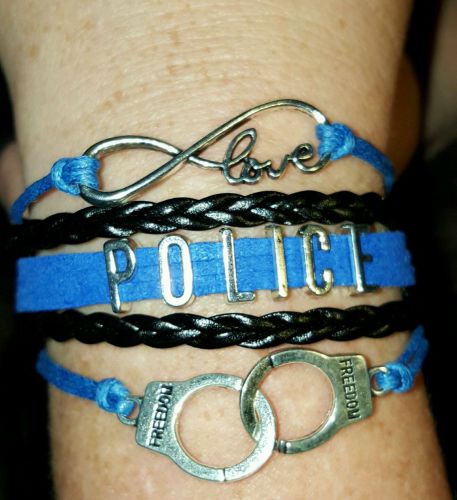 Infinity Bracelet POLICE black with blue stripe
