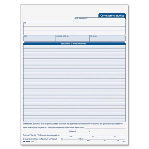 Cardinal Contractor&#039;s Invoice Book - 50 Sheet[s] - 3 Part - Carbonless - 11&#034; X