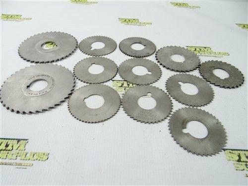 LOT OF 12 HSS SLITTING SLOTTING SAWS 2-3/4&#034; TO 4&#034; WITH 1&#034; BORES MARTINDALE