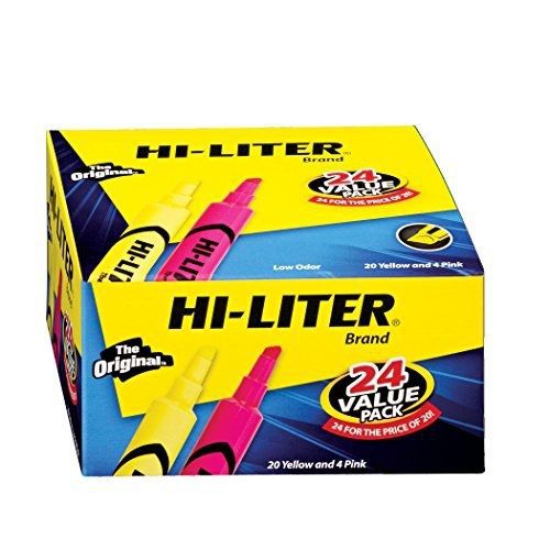 HI-LITER Desk Style, Yellow and Pink, Pack of 24 (98189)