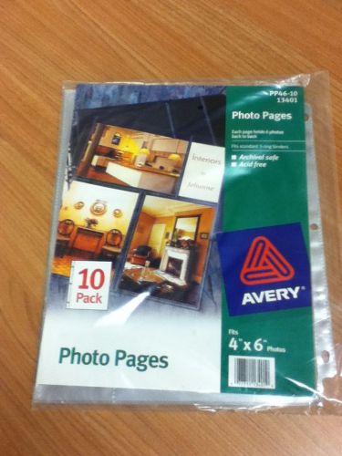 Avery 4&#034;x6&#034; Photo Pages - 13401 - PP46-10 - 3 Ring binder style - 10 Pk