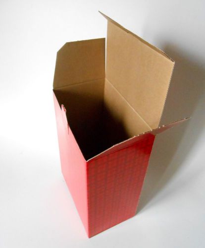6 Decorative Shipping Boxes Mailing Cartons Red Plaid 8 13/16&#034; x5 1/2&#034; x 12 1/4&#034;