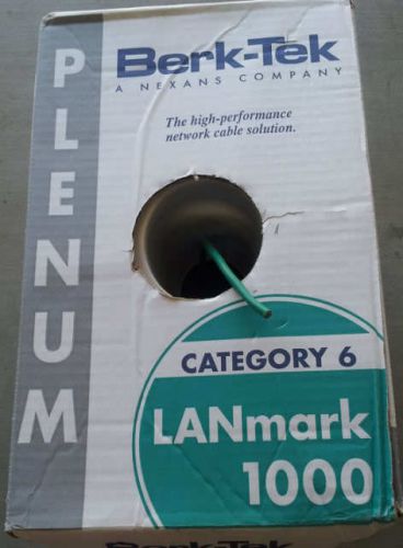 Berk-tek lanmark-6 utp plenum rated cat-6 cable green 1000ft box for sale
